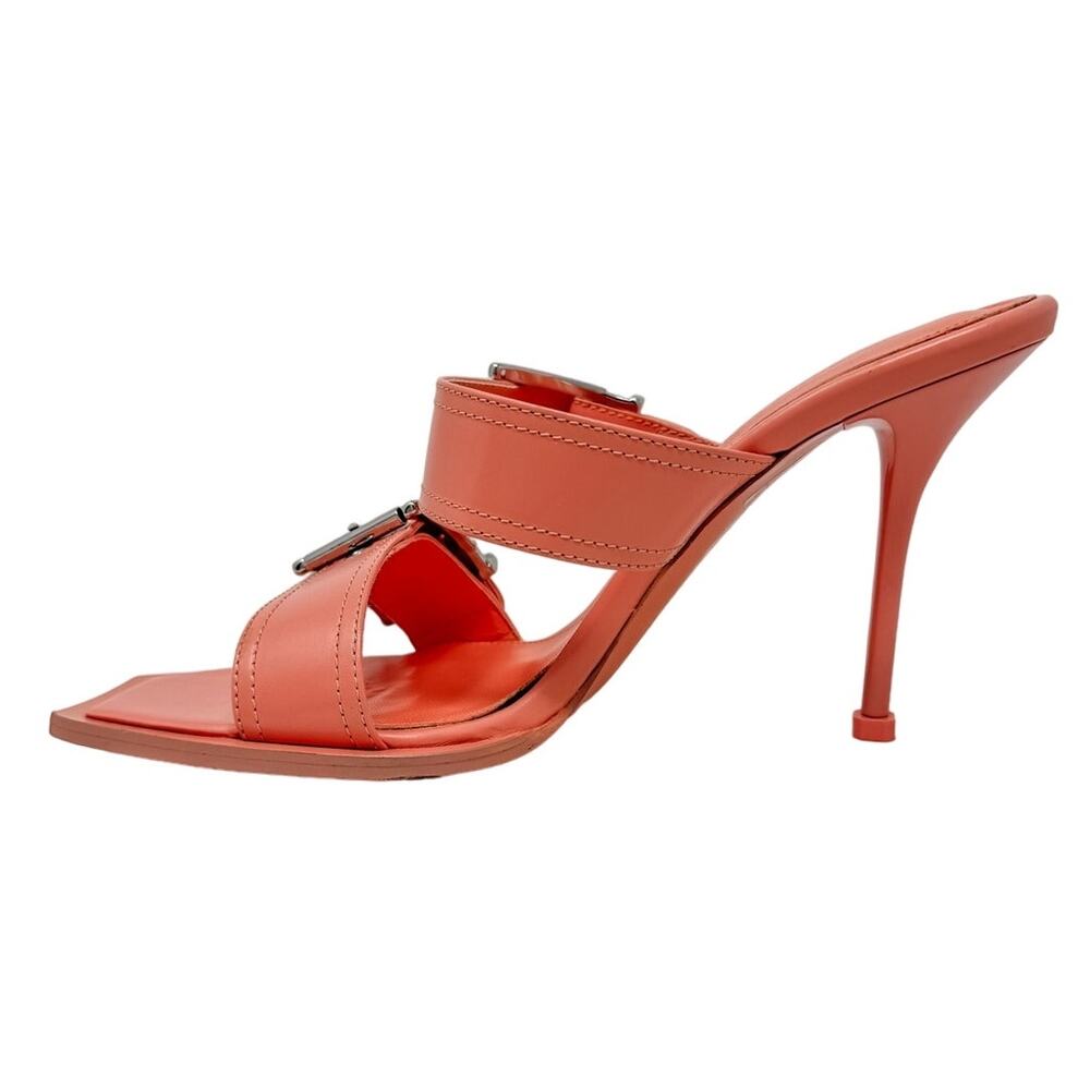 Alexander McQueen Double Buckle Slide Mule Sandals Apricot size 38.5 US8.5 - Picture 10 of 15